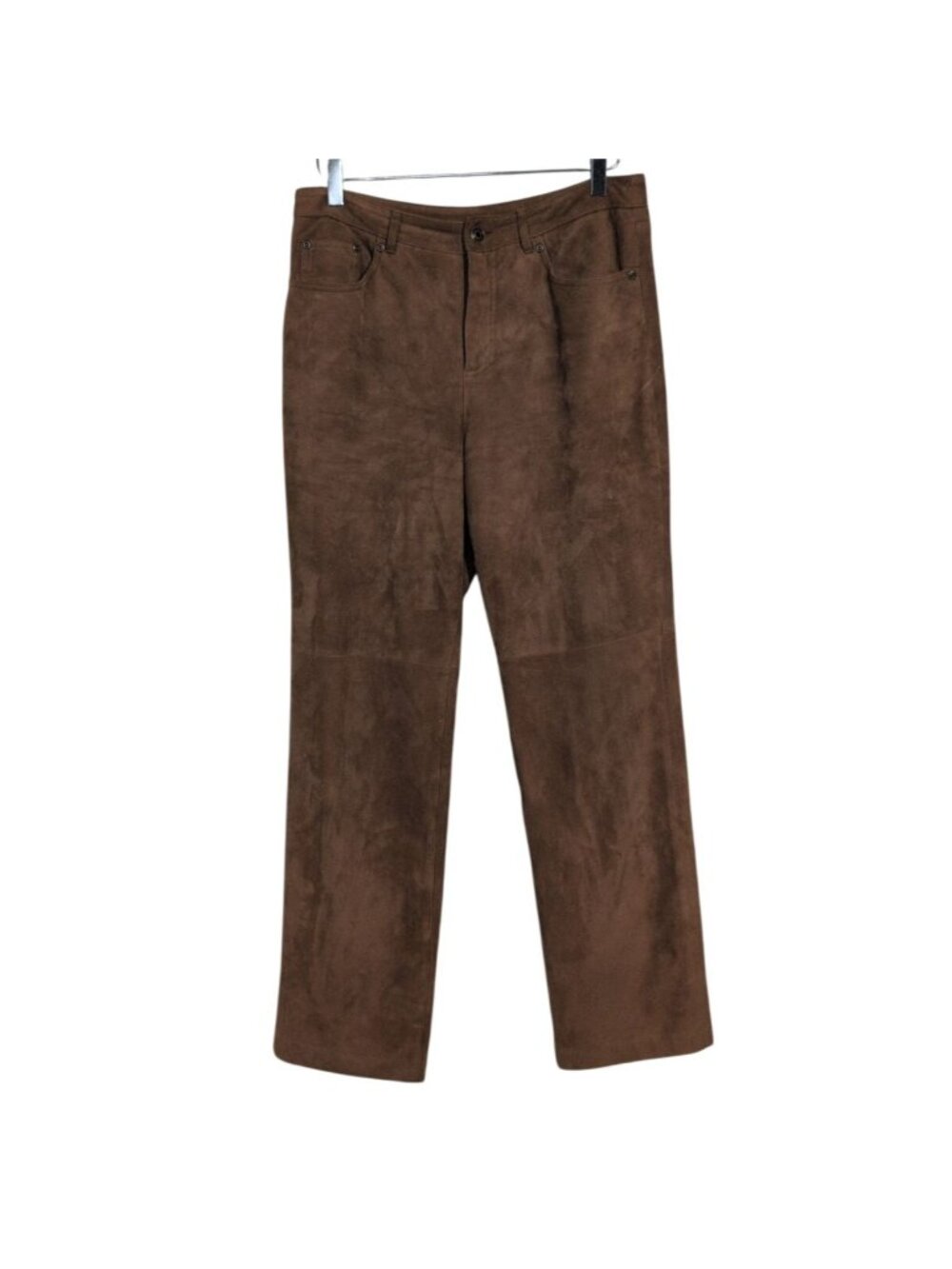 Talbots Suede Leather Straight Leg Trousers Womens Size 10 Brown Western Cowgirl